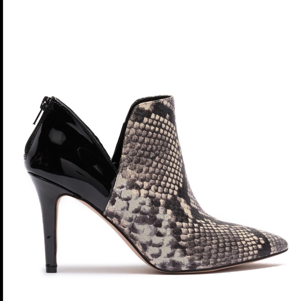 Snake print heel booties